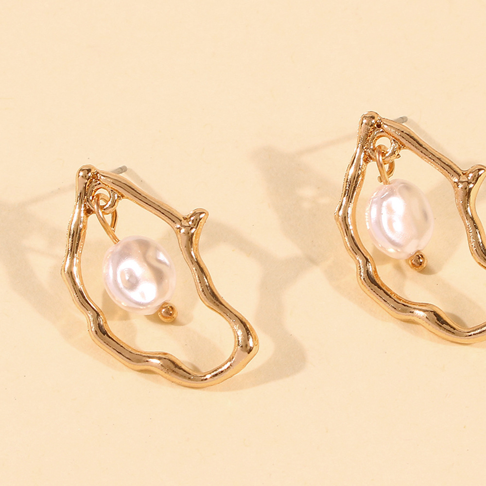 Irregular Pearl Earrings - Hanging Pearl Studs