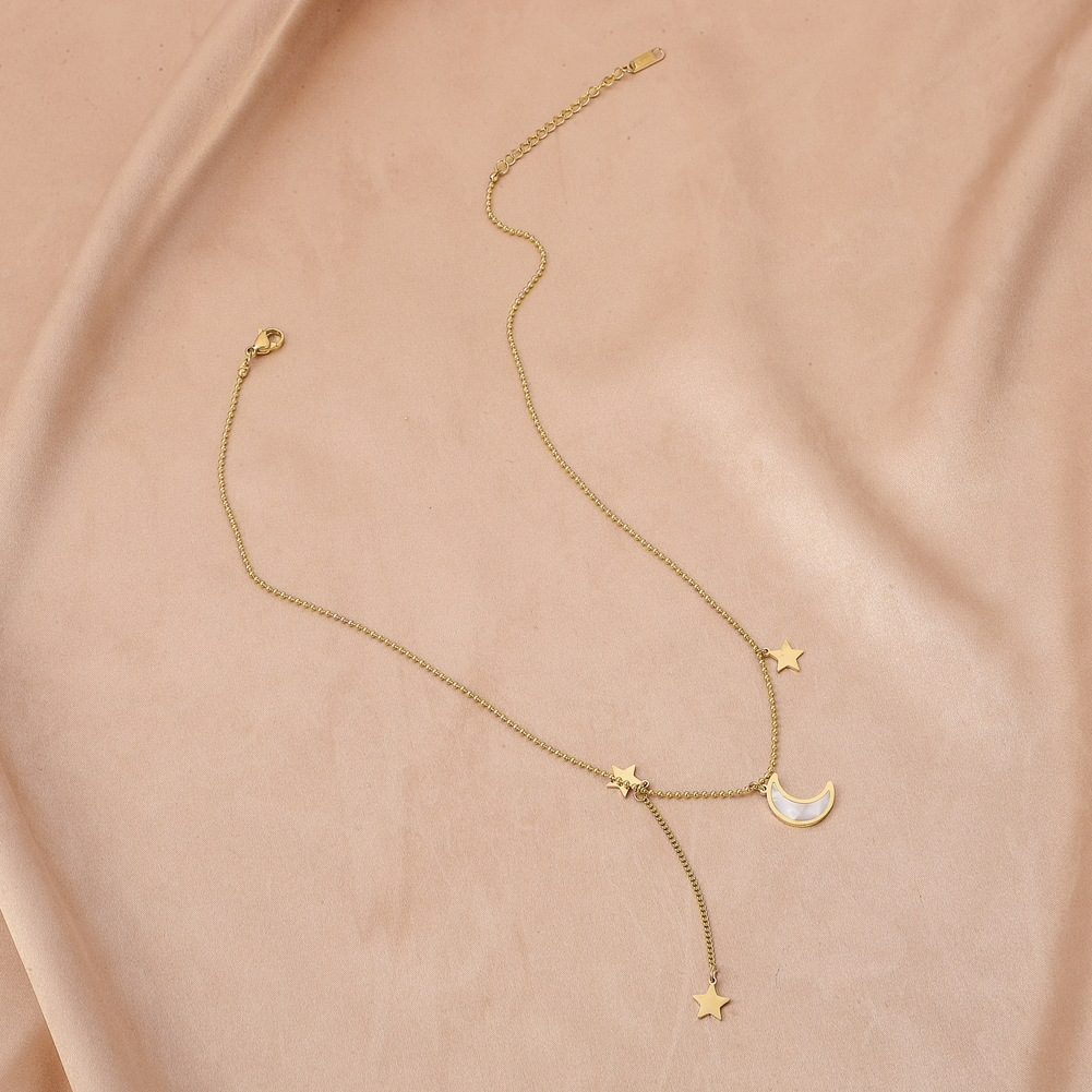 Star and Moon Necklace - Crescent Moon