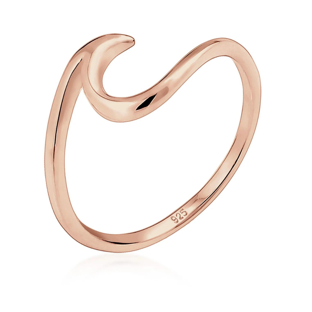 Minimalist Wave Ring - Silver Wave-Shaped Ring