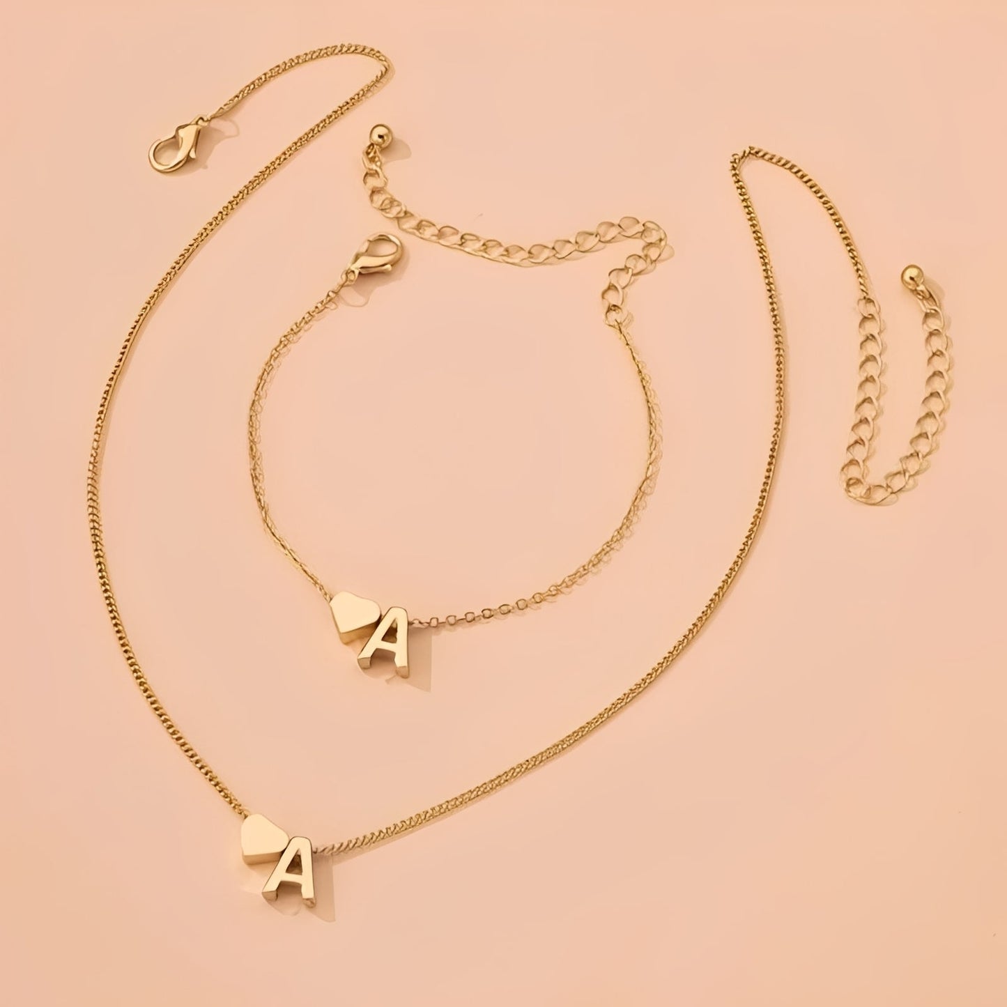 Heart Jewelry Set with Initials - Initial Love Set