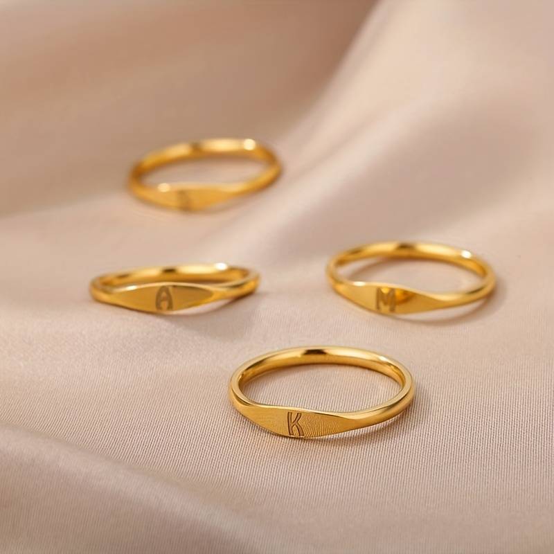 Simple Name Ring | Simple Ring with Engraved Initial