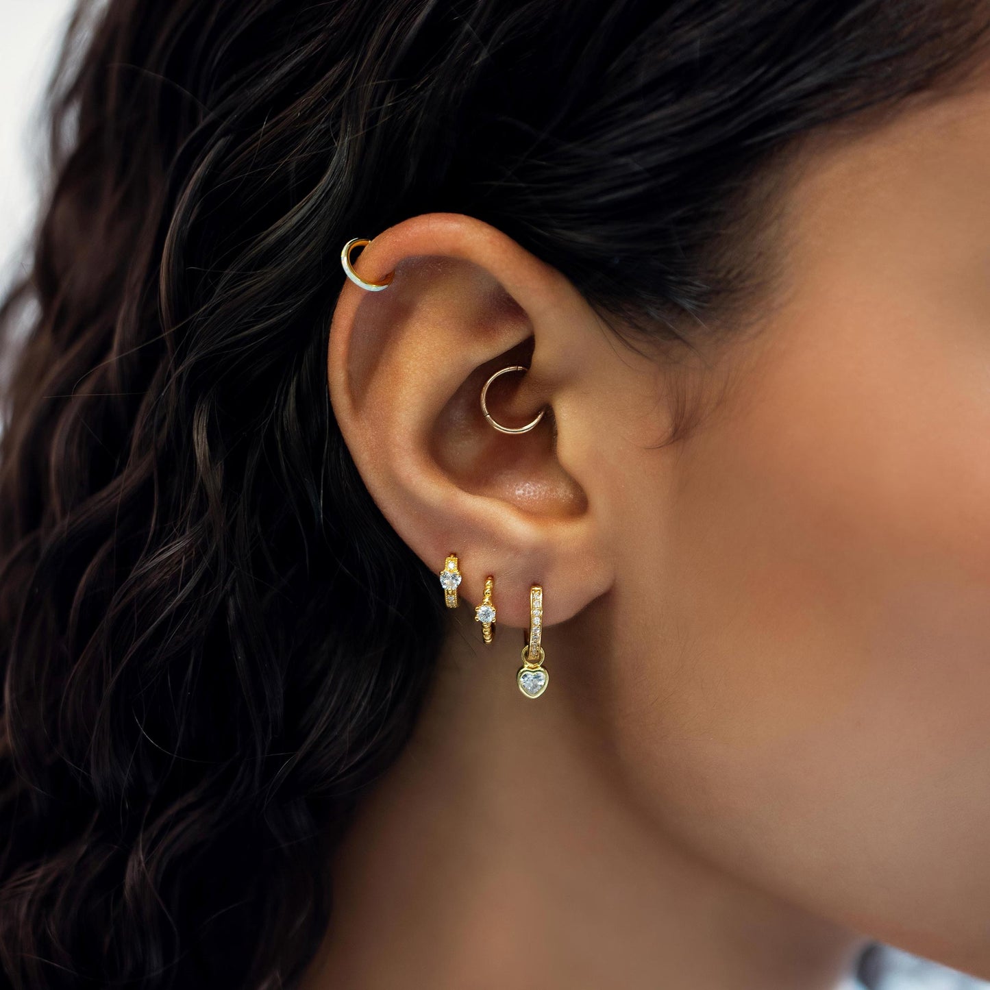 Pave pearl huggie earrings