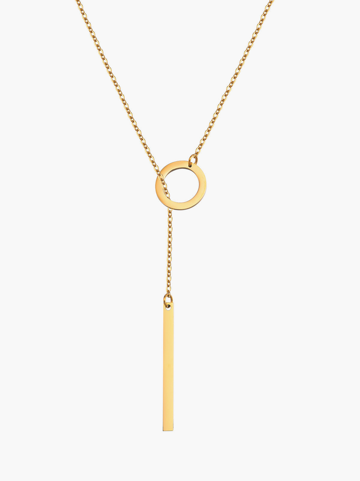 Blythe – Lariat necklace in gold with bar