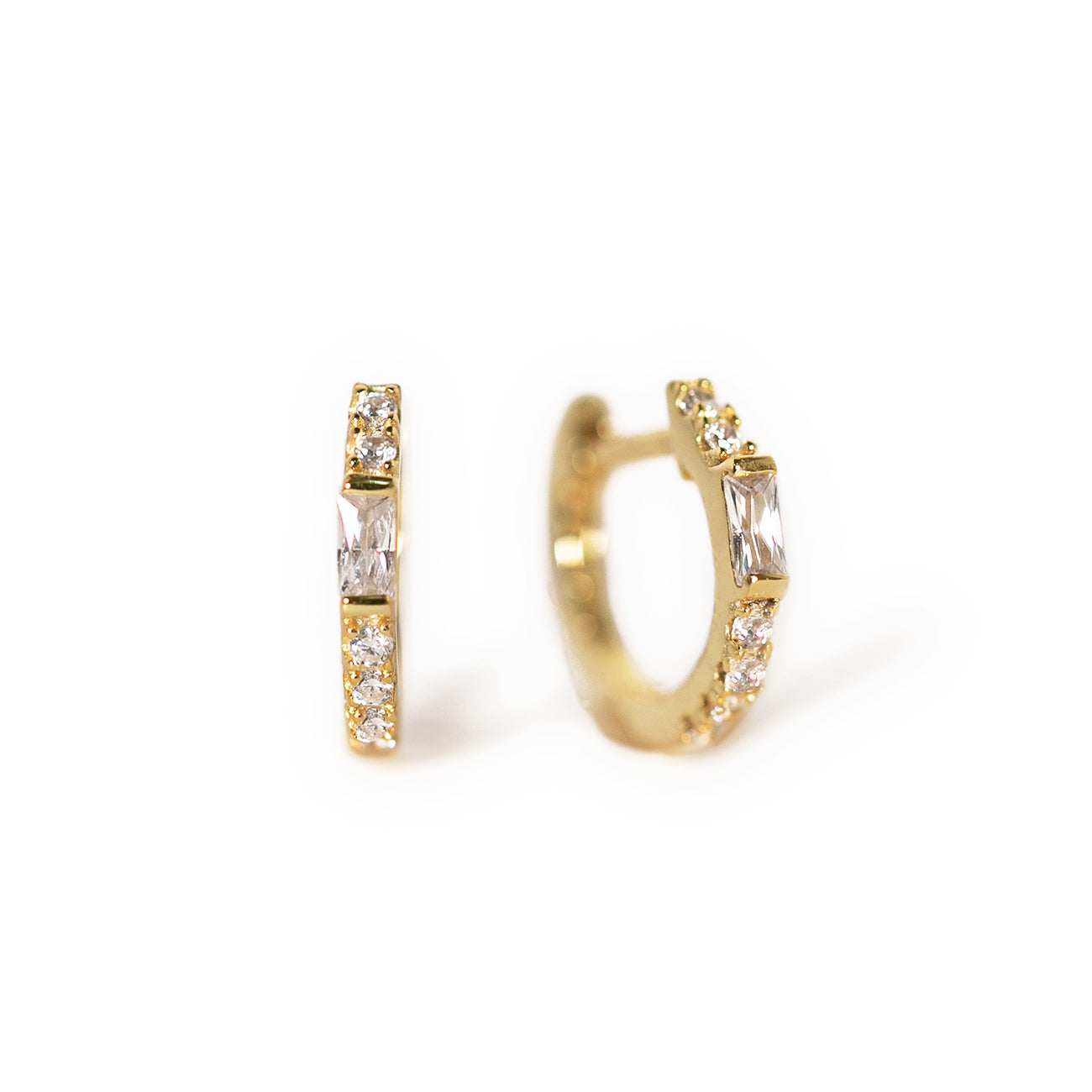 Baguette Earrings with White Crystals
