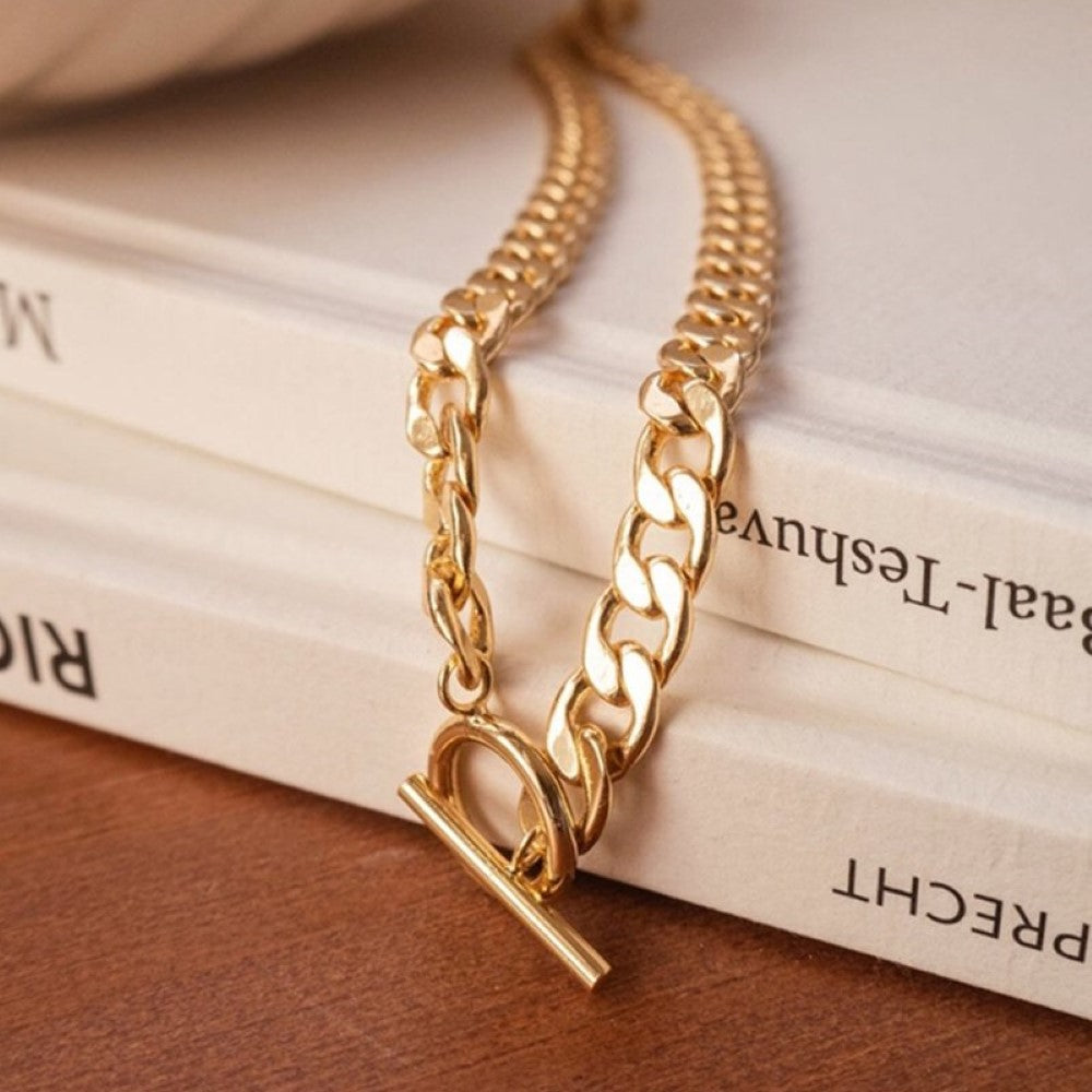 Double Chain - Cuban and Pearl Necklace