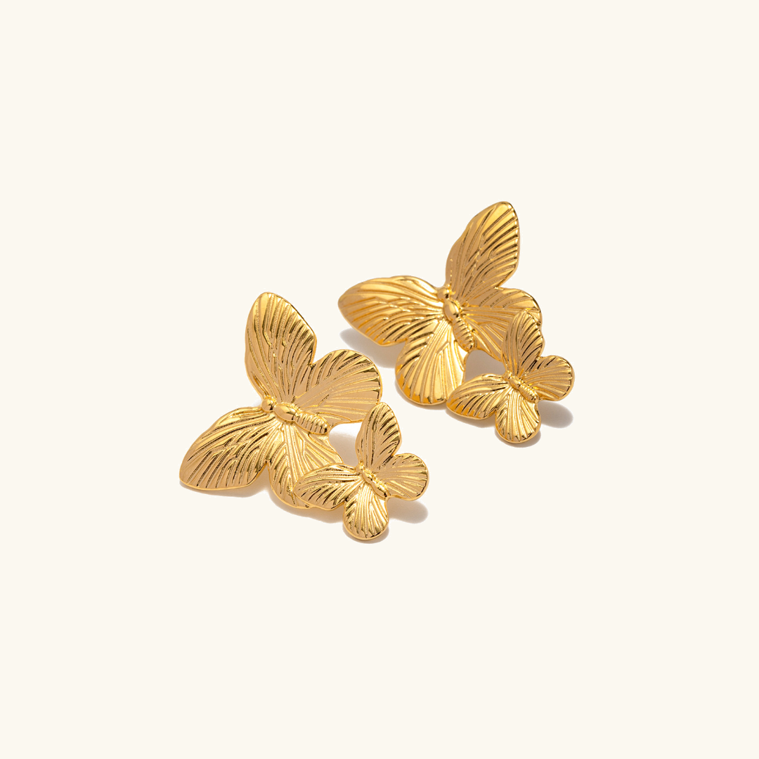 Mariah - Gold Earrings with Butterfly Design
