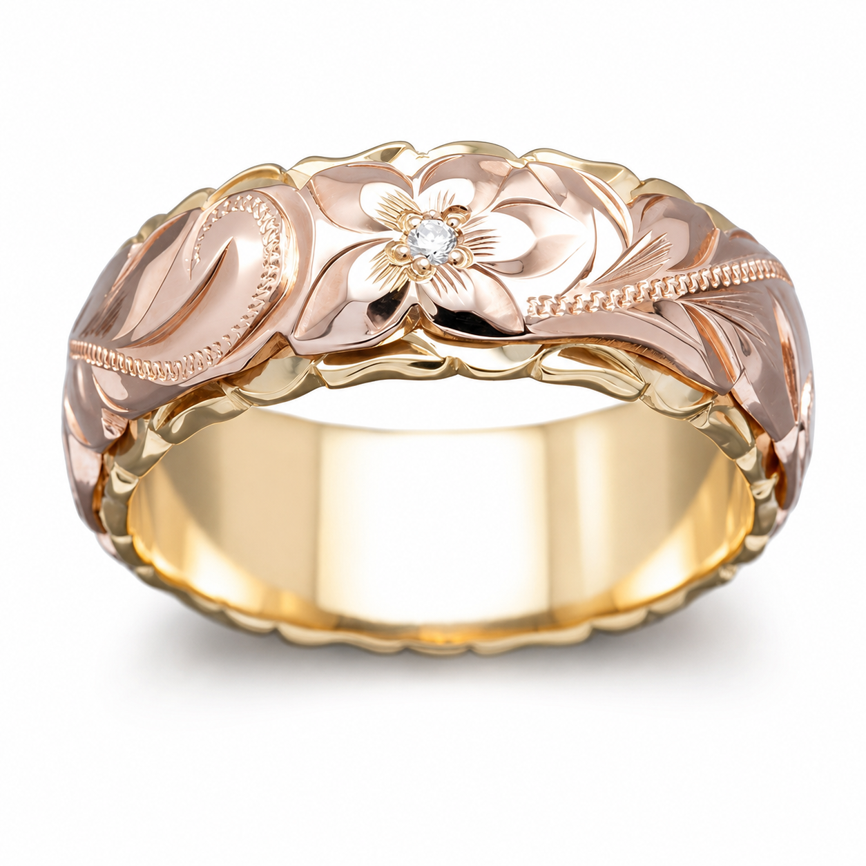 Rosalie – Vintage ring with rose plant in gold