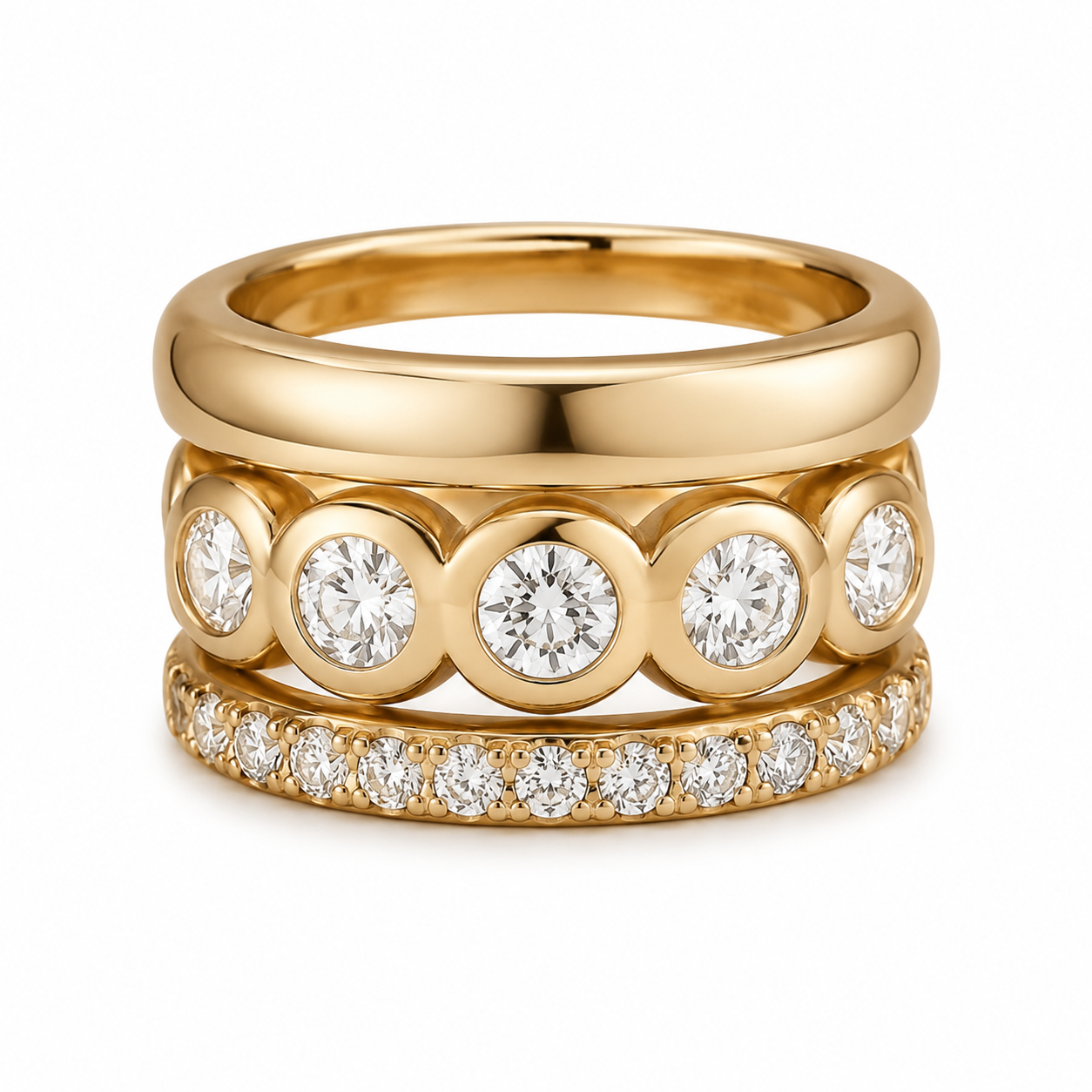 Freya – Ring set made of hammered gold