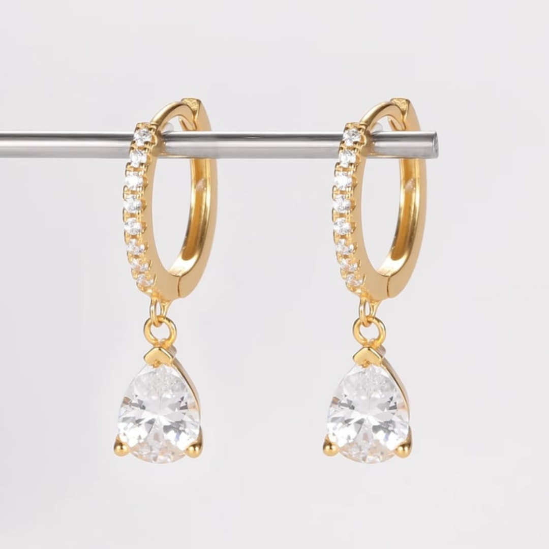 Crystal Drop Earrings - Fine Zirconia Huggies