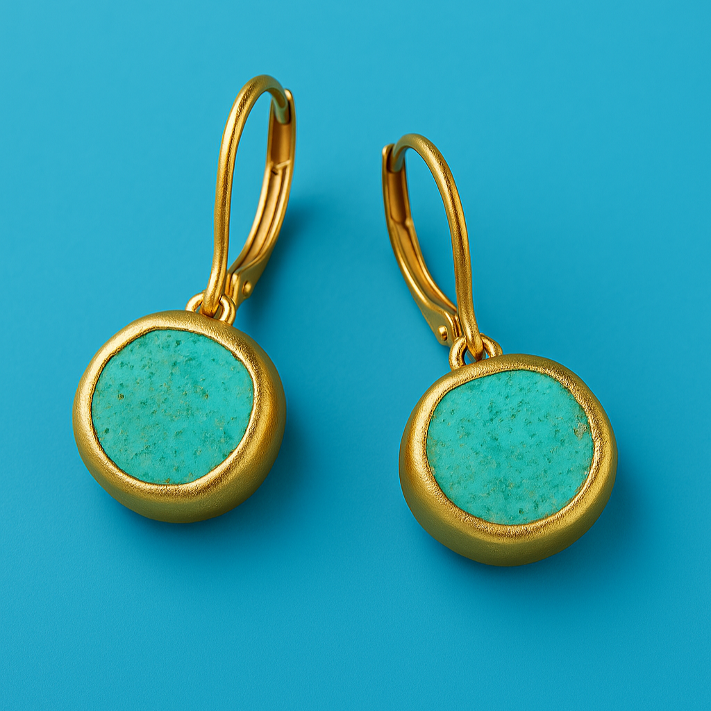 Maia – Golden Earrings with Turquoise Stone