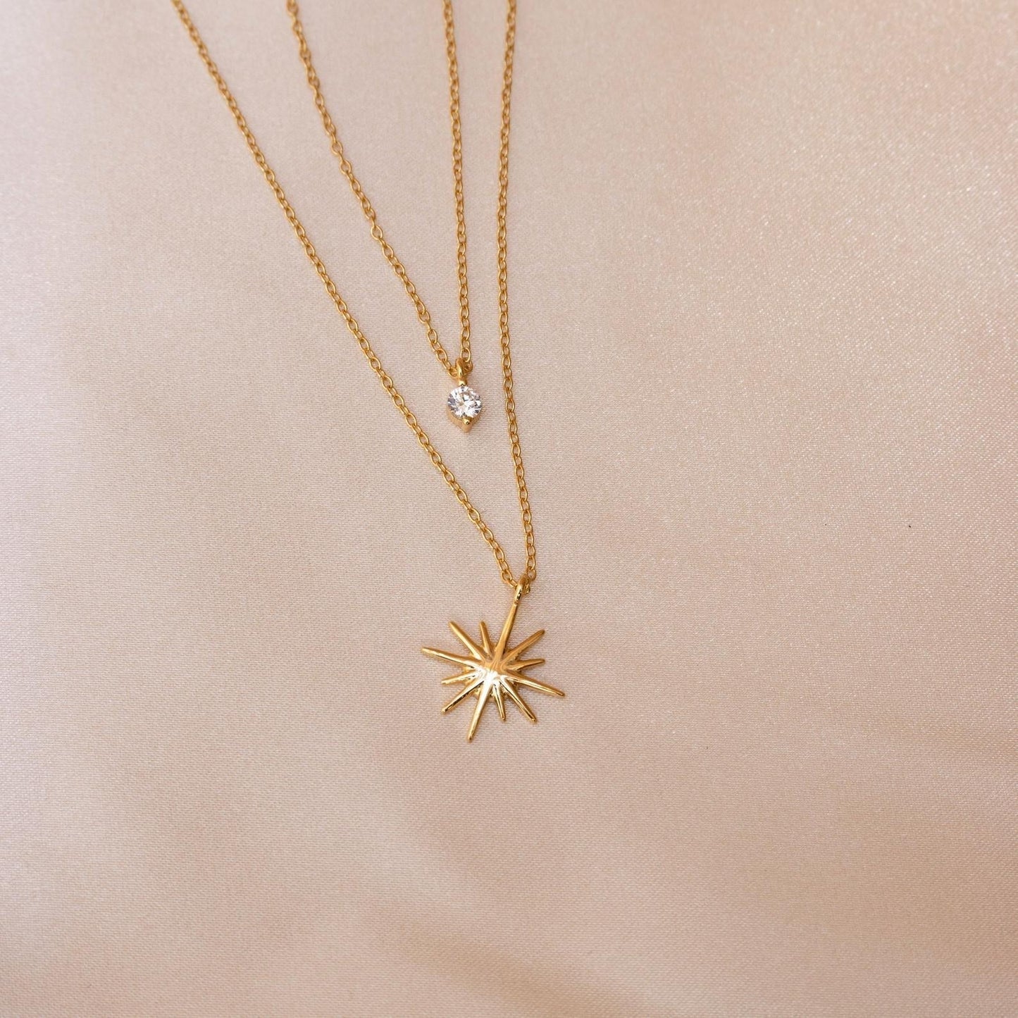 Two-Layer Star Necklace - Starburst Duo Necklace