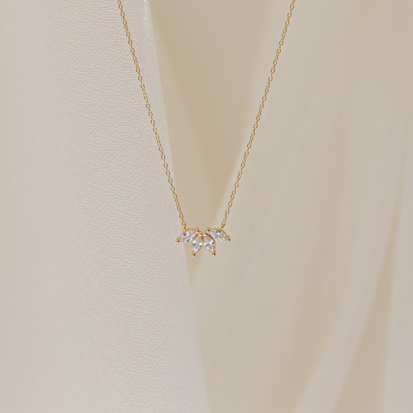 Marquise Diamond Necklace - Inset Marquise Stone