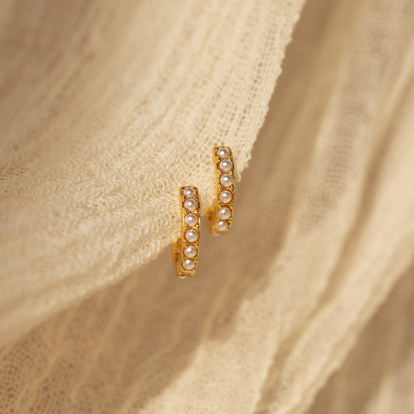Earrings with Pearls - Huggies with Pearls