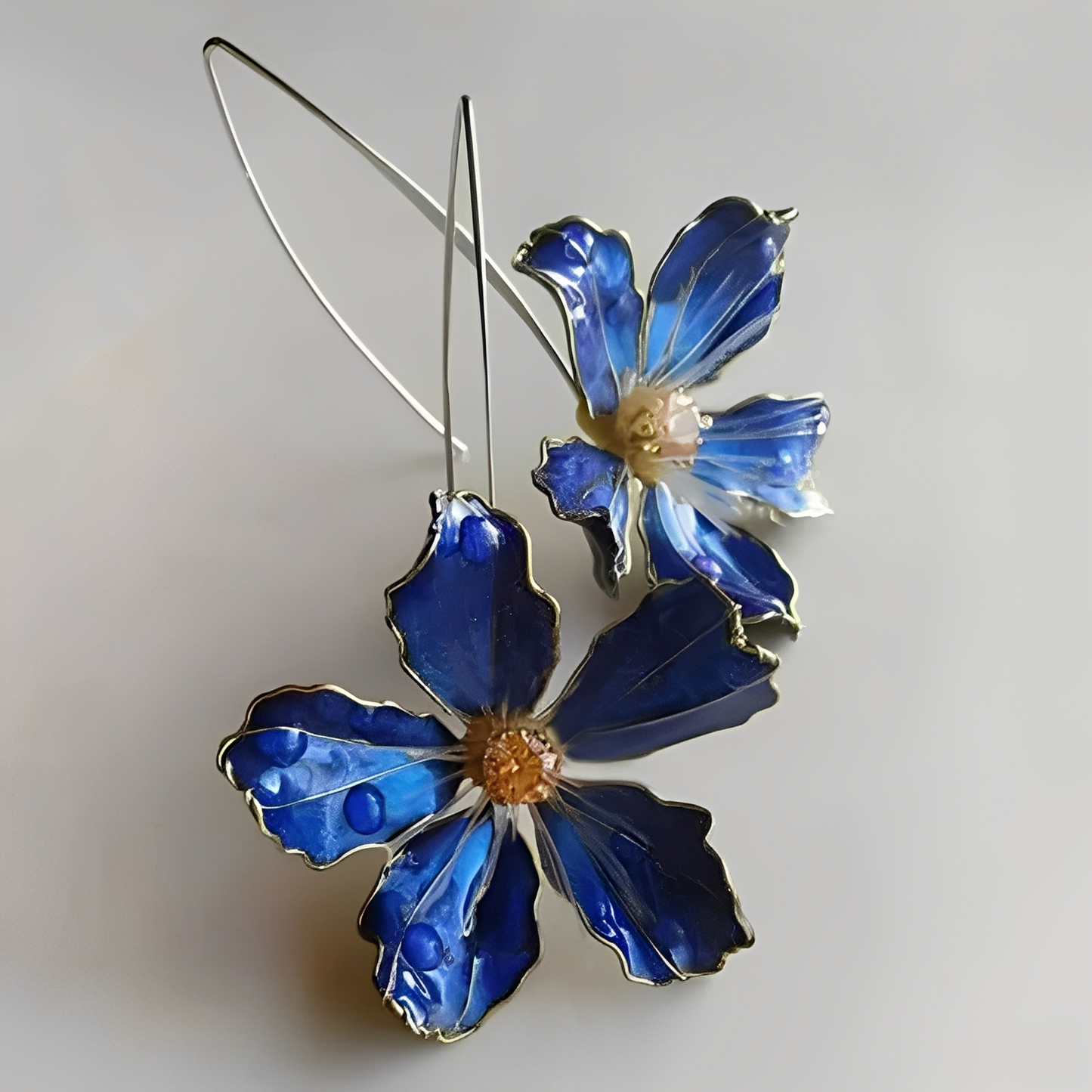 Bliss – Vintage Earrings with Blue Flowers