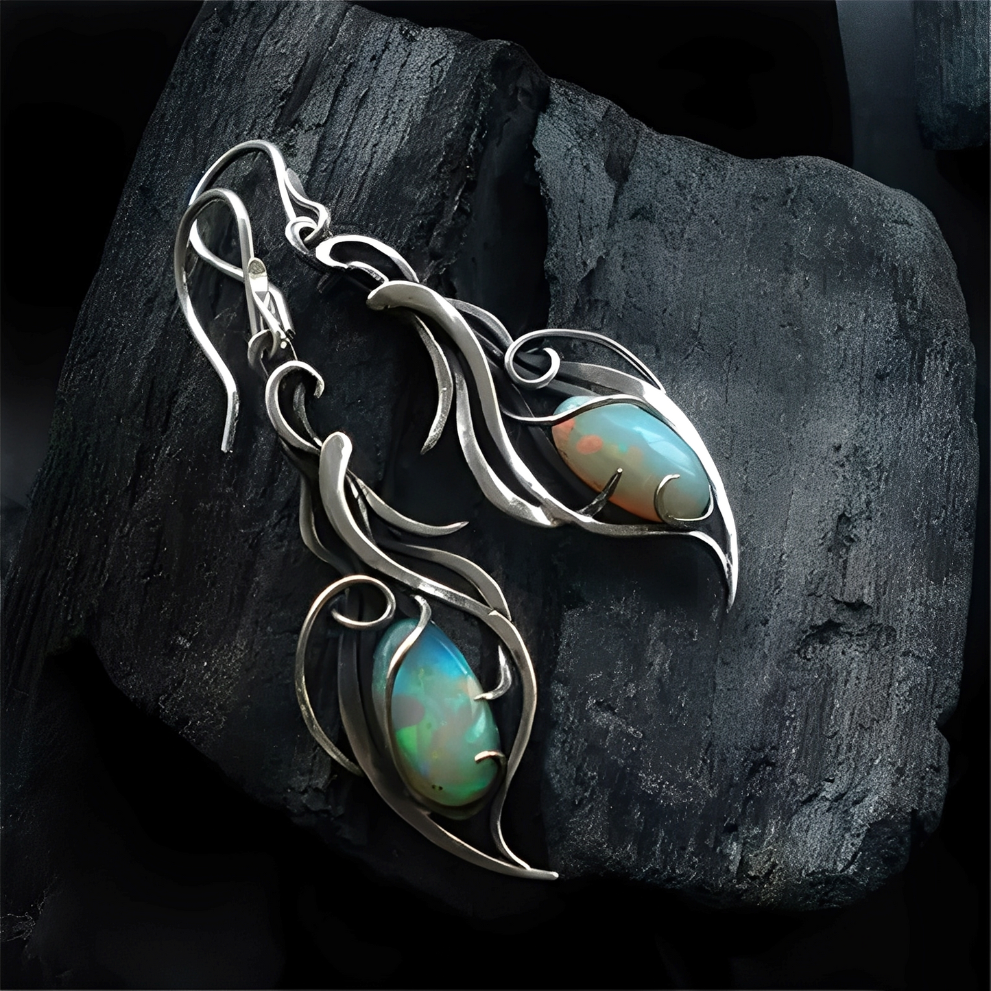 Gina – Earrings with Blue Opal and Silver