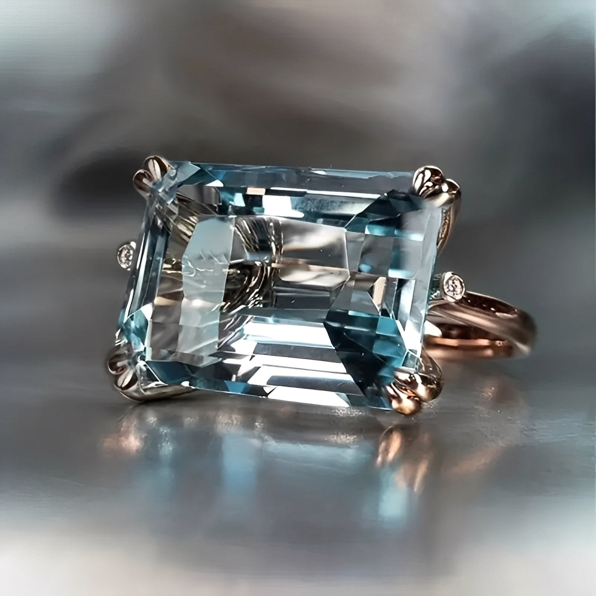 Nadine – Traditional Gold Ring with Blue Zircon