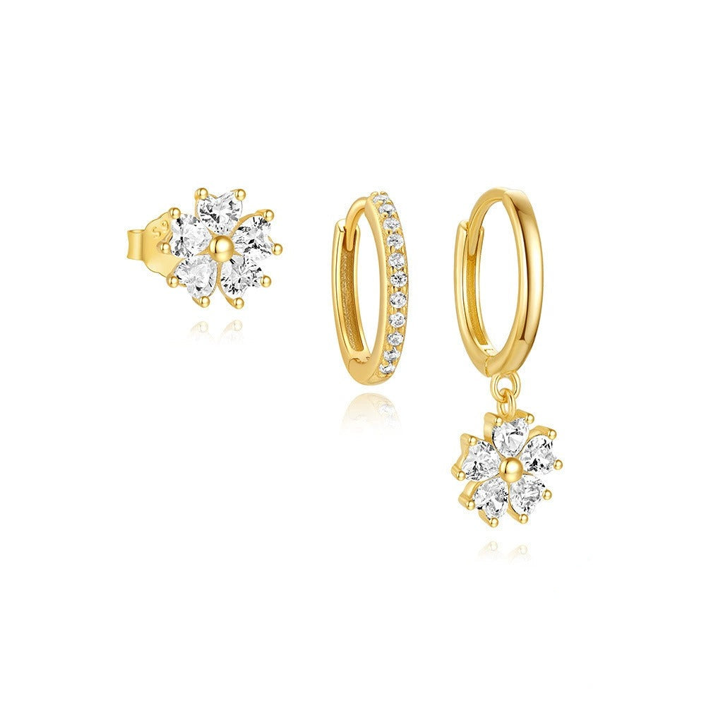 Ayaka – Set with Crystal Flower Earrings