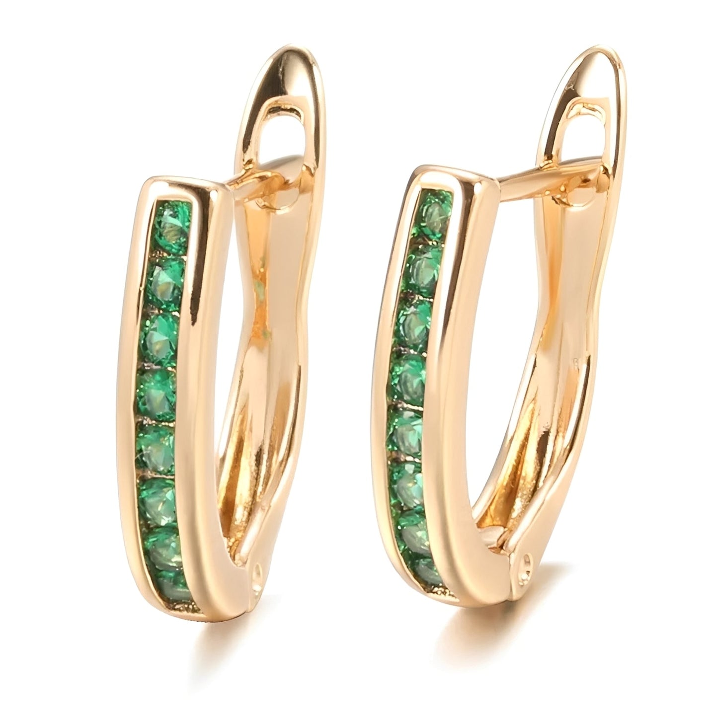 Christine – Gold earrings with emerald and diamond