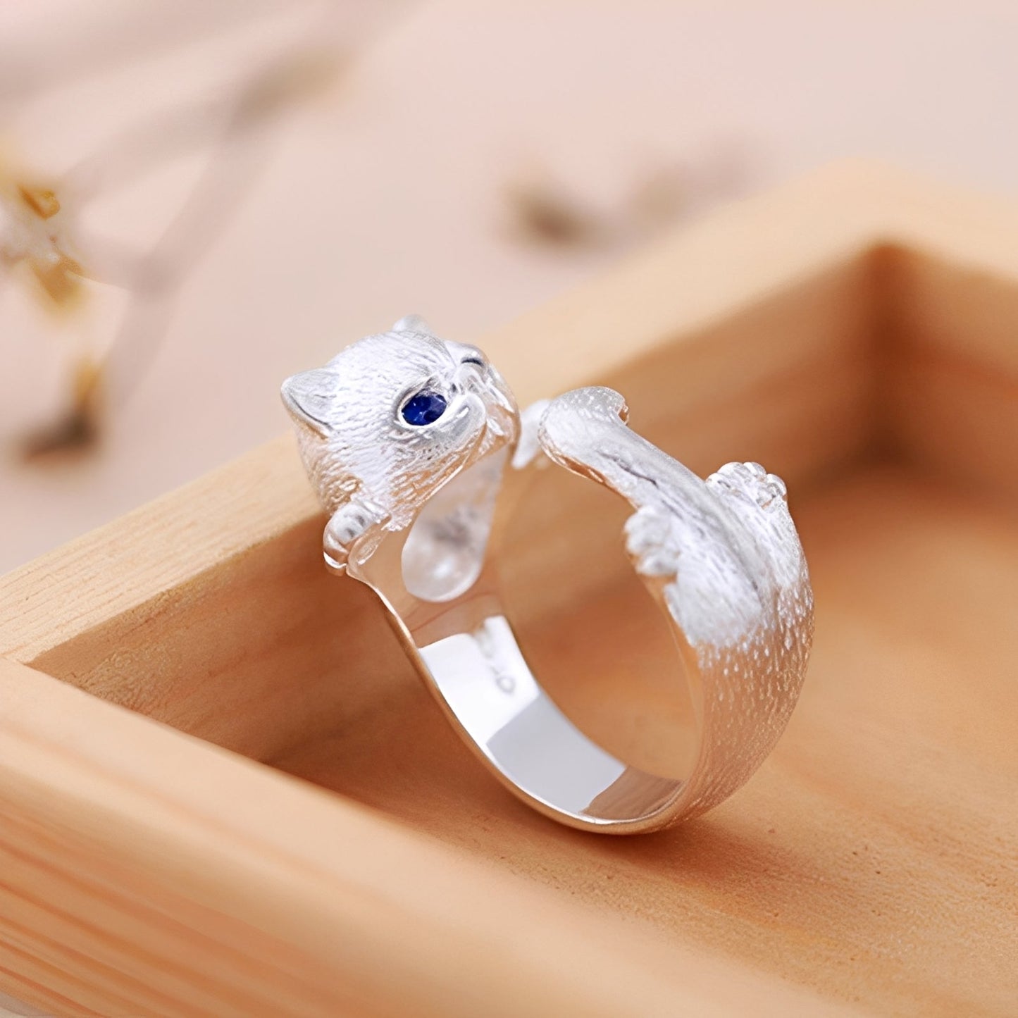 Louna – Elegant Cat Ring made of 925 Silver
