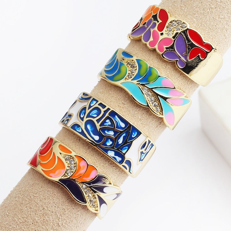 Kamille – Ring Camille Large Blue Leaf Pattern