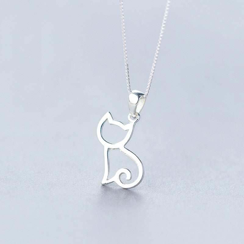 Cute cat pendant - hollow necklace