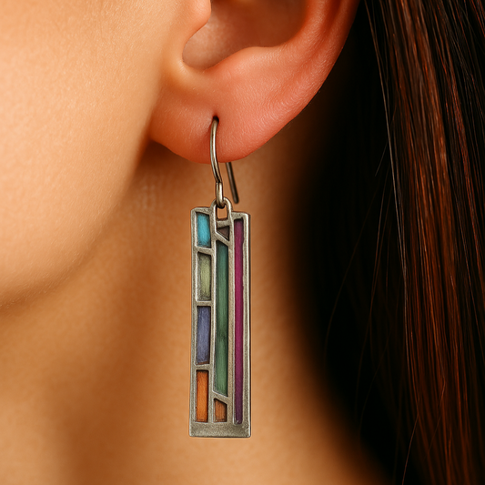 Lina – Silver vintage earrings with color highlights