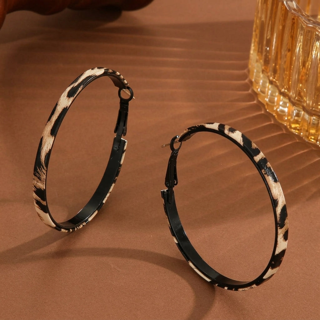 Women's Hoop Earrings with Leopard Pattern