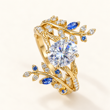 Women’s Statement Ring with Round Center Stone and Floral Vine Motifs