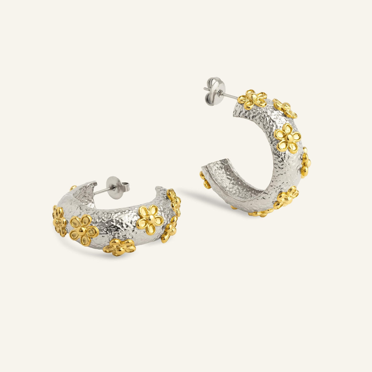 Women’s Statement Hoops with Floral Applications and Wide Structure
