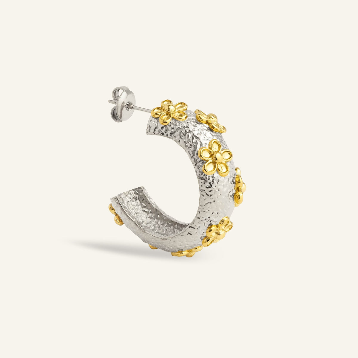 Women’s Statement Hoops with Floral Applications and Wide Structure