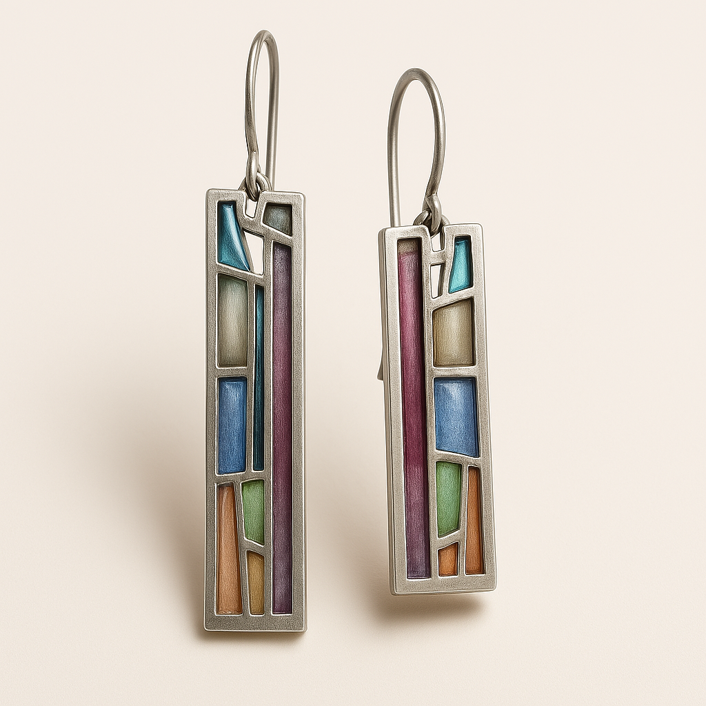Lina – Silver vintage earrings with color highlights