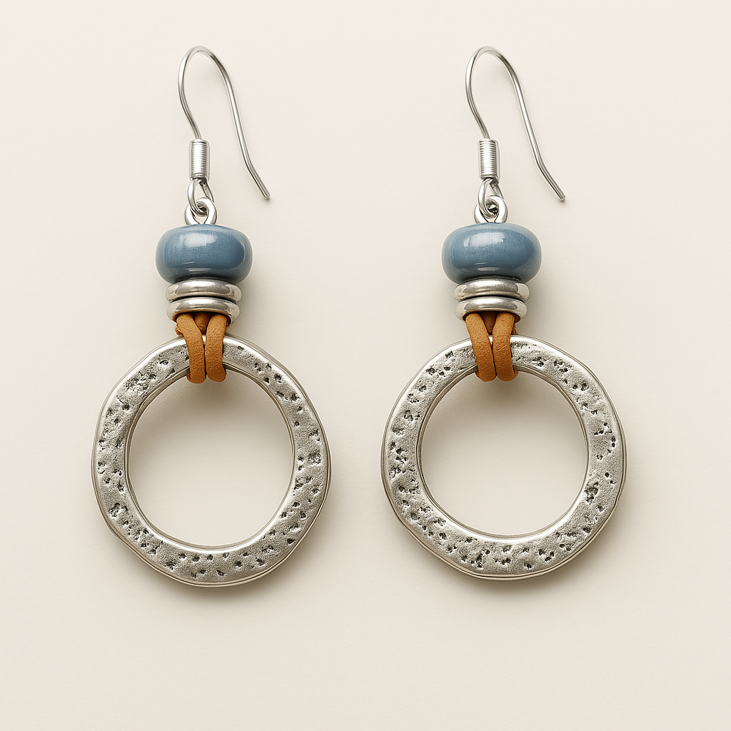 Mira – Silver Round Earrings in Boho Vintage Look