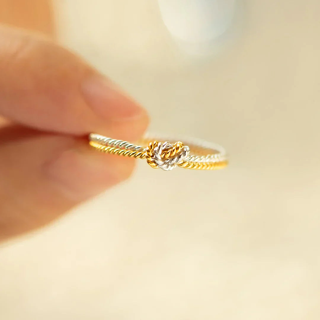 Mother & Daughter Bond Ring - Ring with 2 Strands and Knot