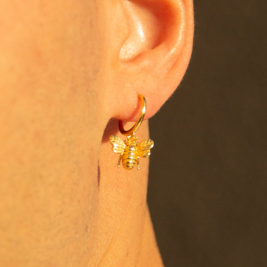 Bee - Dainty Bee Hoop Earrings
