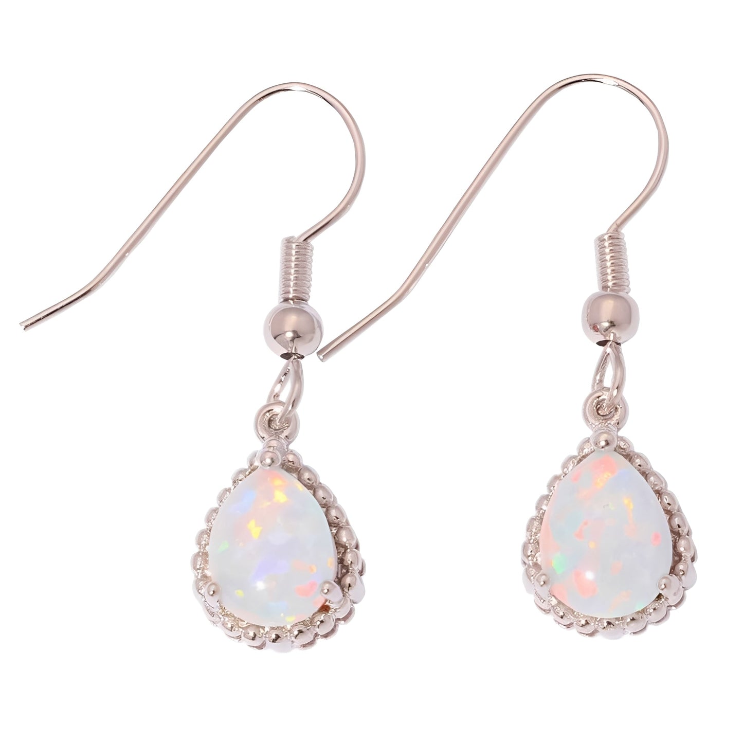 Emeline – Hanging Earrings made of Silver & White Fire Opal