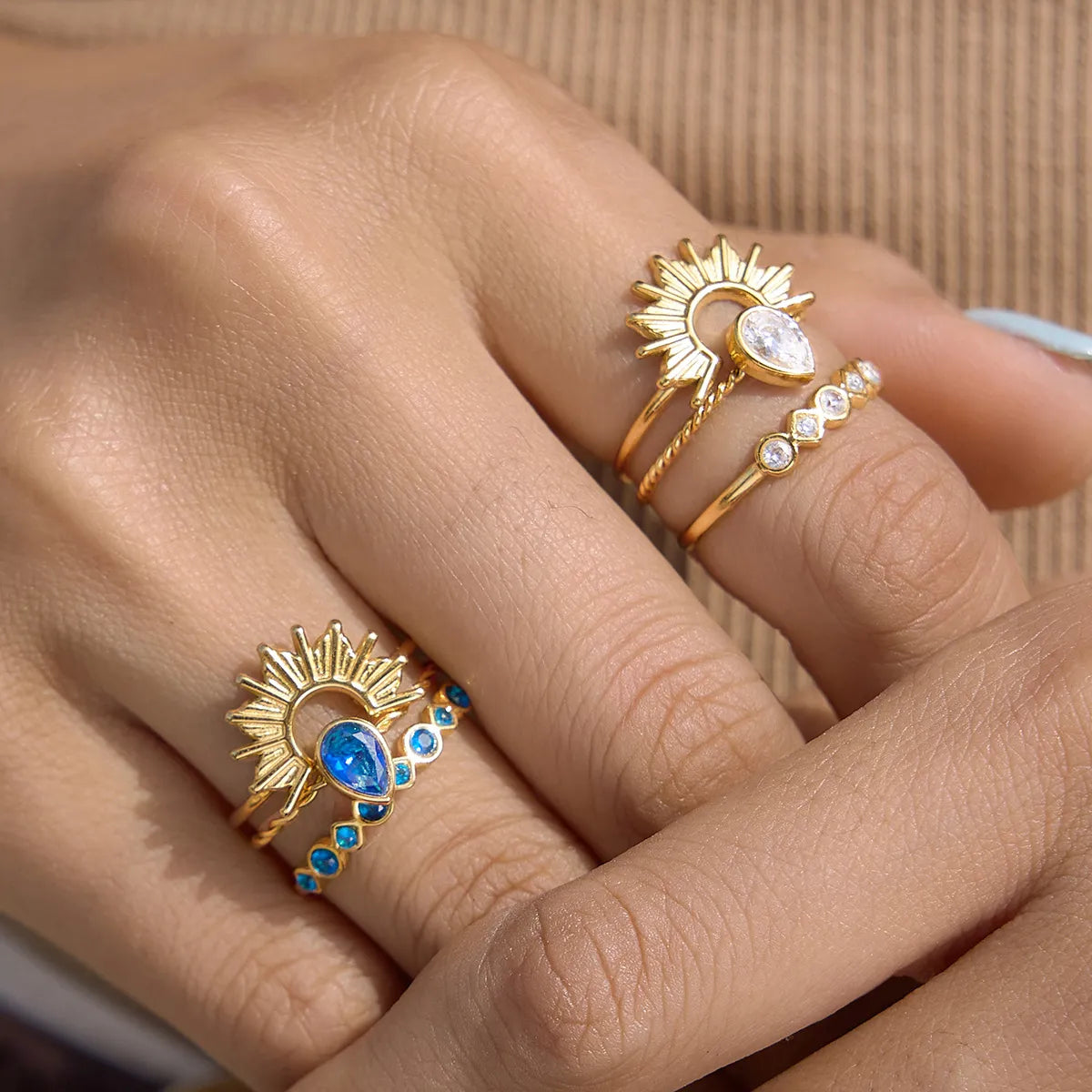 Women's Statement Ring with Lapis Lazuli and Evil Eye Motif