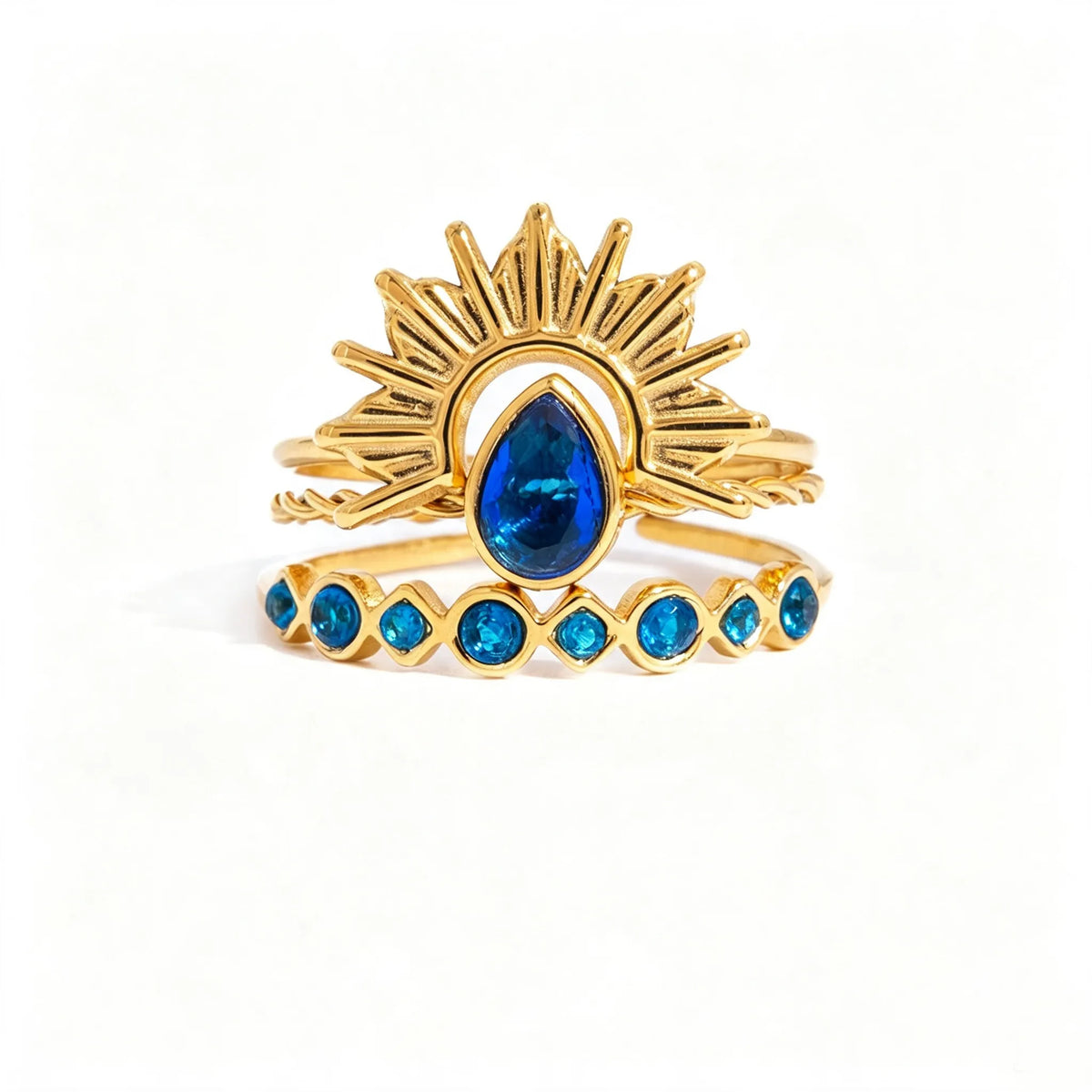 Women's Statement Ring with Lapis Lazuli and Evil Eye Motif