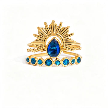 Women's Statement Ring with Lapis Lazuli and Evil Eye Motif