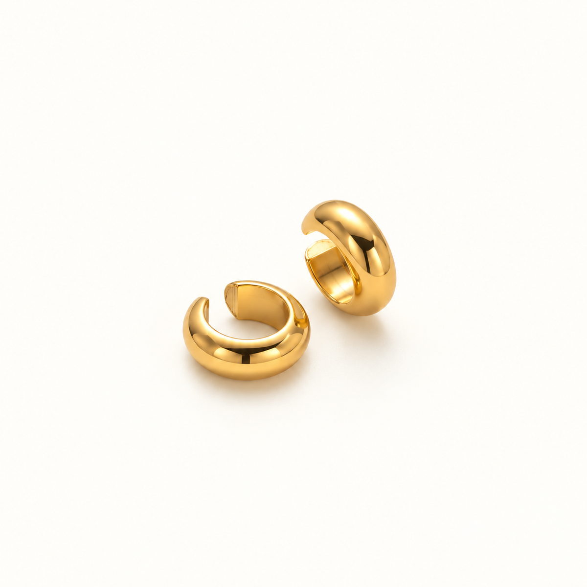Women’s Open Huggie Hoops with Curved Shape and Smooth Surface