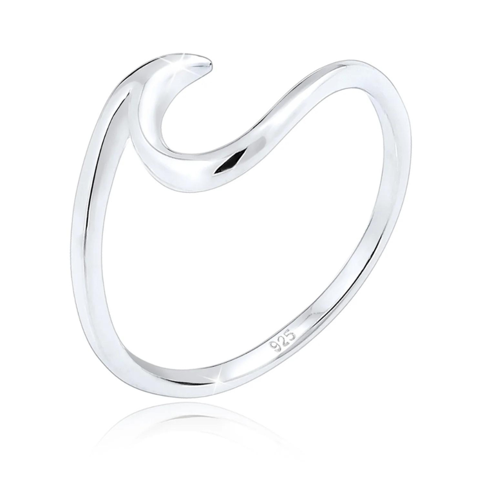 Minimalist Wave Ring - Silver Wave-Shaped Ring
