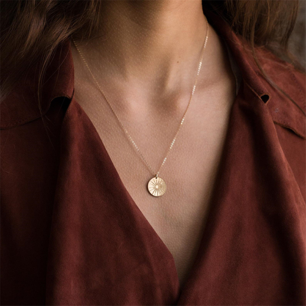 Sunbeam Necklace - Small Pendant Necklace with Sun Motif