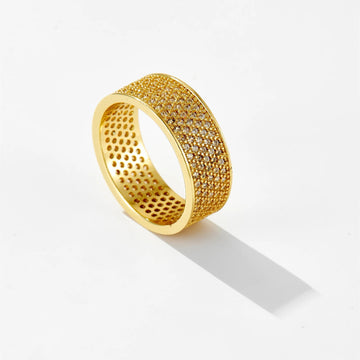 Women’s Broad Statement Ring with Full Surface Stone Setting