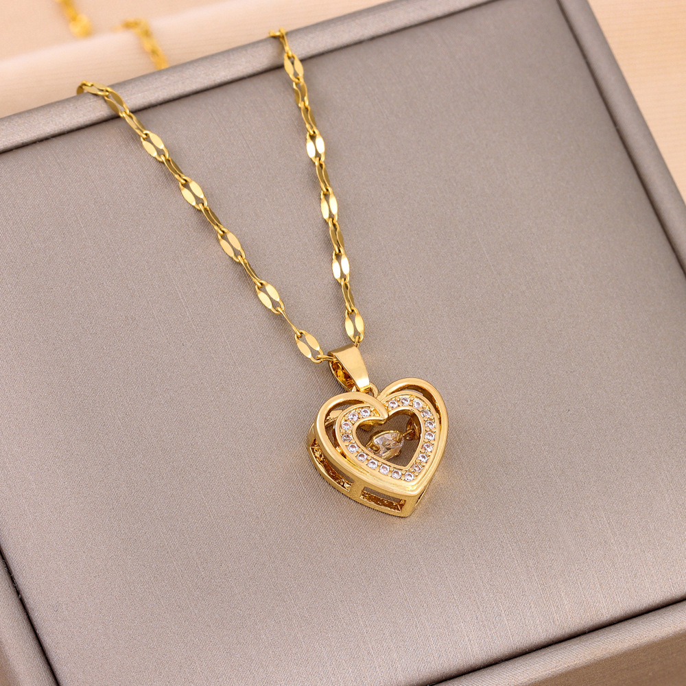 Love Heart Pendant - Double Layer Necklace