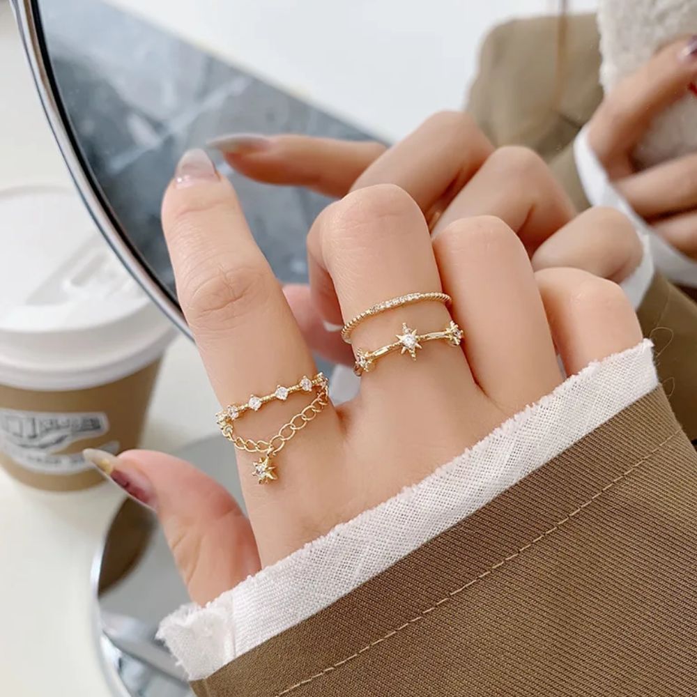 Women Adjustable Star Rings
