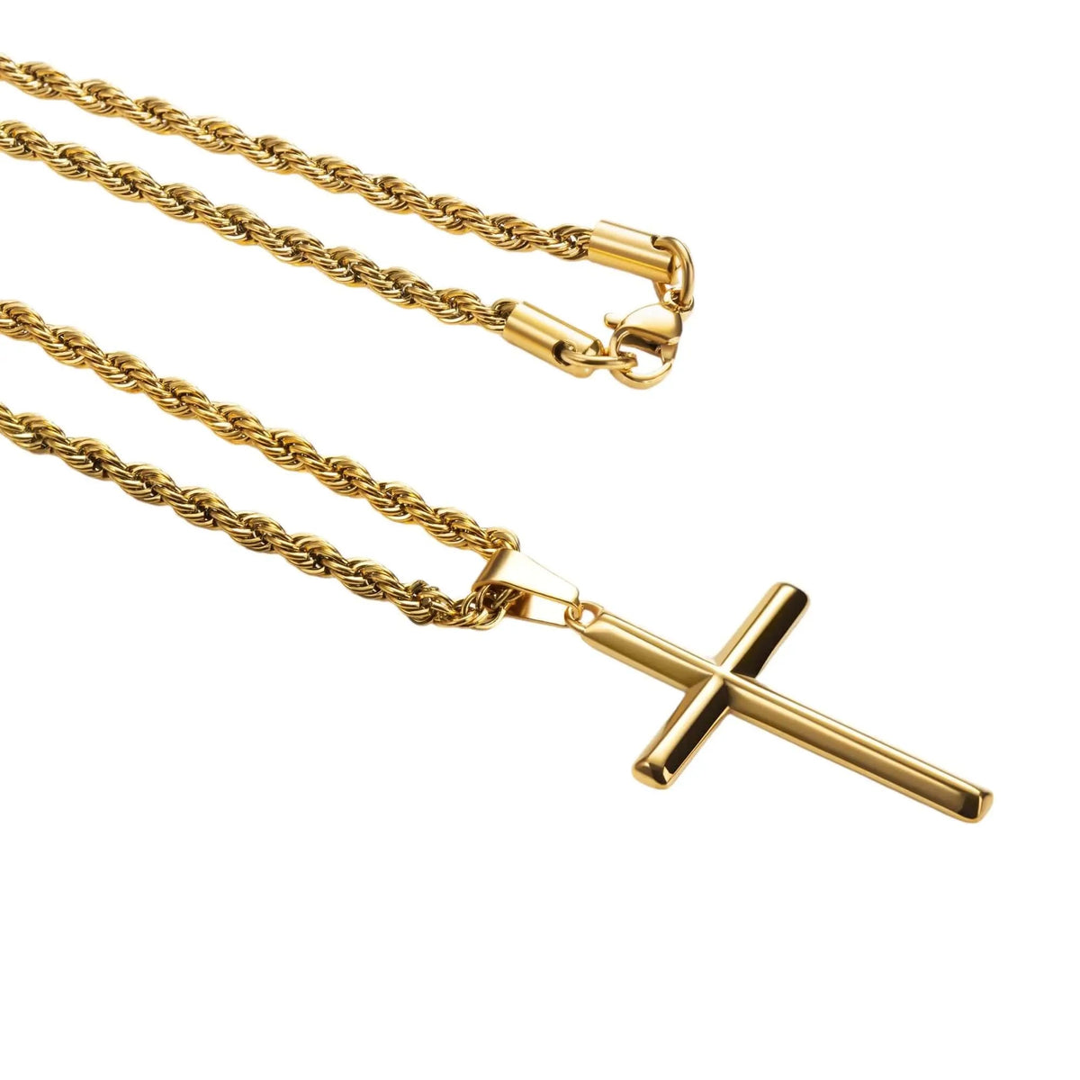 Women’s's Cross Necklace with Twisted Chain and Elongated Pendant