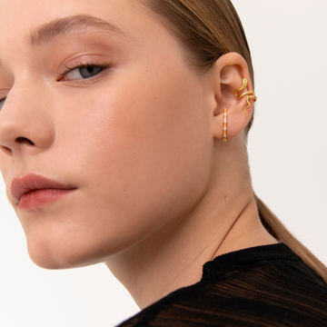 Women’s Snake Ear Cuff with Twisted Shape and Engraved Skin Pattern