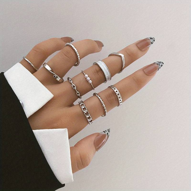 10 pieces fashionable rings - Trendy Mix & Match Rings