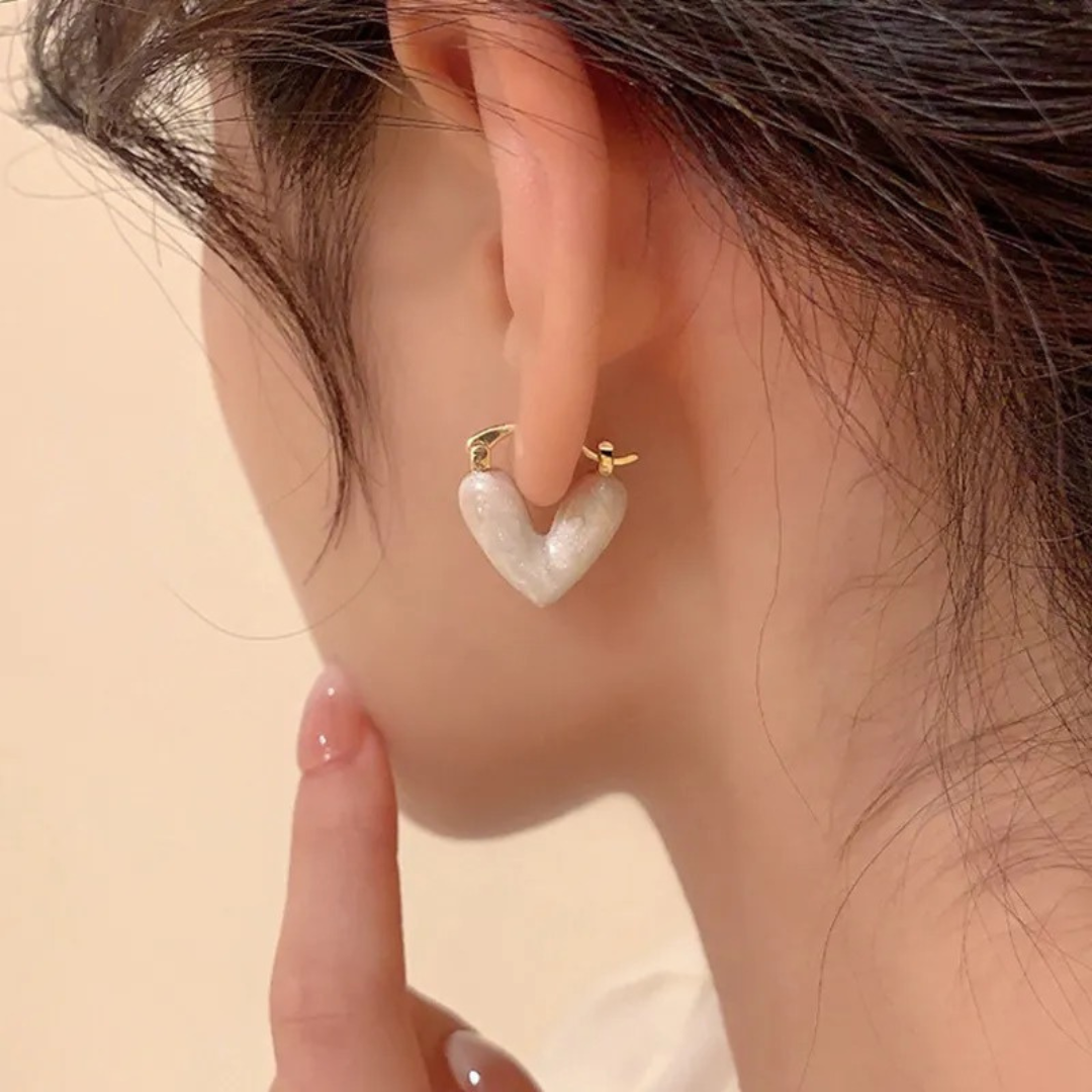 Women's Heart Earrings with Smooth Surface