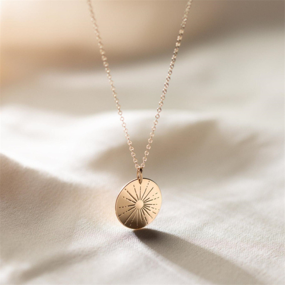Sunbeam Necklace - Small Pendant Necklace with Sun Motif
