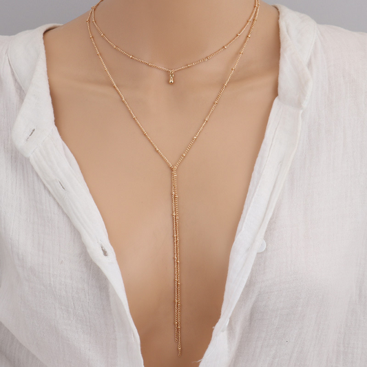 Retro Collarbone Chain - Long Pearl Chain